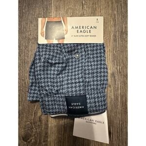 American Eagle Men's Blue Printed 4" Slim Ultra Soft Boxer Brief Size Small NWT